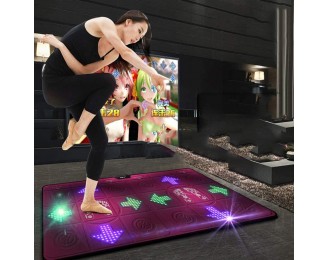 Dance mat Double 3D, Somatosensory Game Console, PVC+PU Anti-Slip Blanket TV Computer Dual Purpose, with Colored Spotlights + Illuminated Keyboard, Child