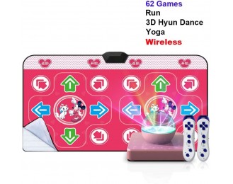 Dance mat for TV Large Double Wireless Somatosensory Games Yoga Parkour Fitness Gifts Stage Atmosphere Lights, Memory Card, Unlimited Updates (Color : Pink AV, Size : Thick 30mm)