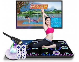 Dance mat Double Family TV somatosensory Games Wireless Thickened 30mm Zippered Blanket Yoga mats Stage Atmosphere Light, 8G Memory Card (Color : Black)