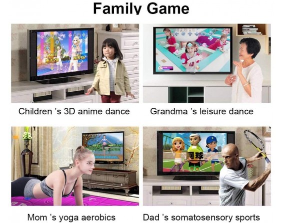 All New Dance mats Double Family TV somatosensory Games Wireless Thickened 30mm Zippered Blanket Yoga mats Stage Atmosphere Light, 8G Memory Card Super Clear Picture Quality (Color : Gray)