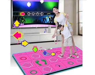 Dance mat Double, Somatosensory Dance Game Console, Extra Thick PU Material, Soft and Non-Slip, 3D Scene, (Pink)