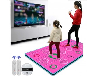 Dance mat 3D, Somatosensory Game Console, Wireless Host Box 360 Signal, Extra Thick PU Material + Memory Card + Double Handle, (Pink)