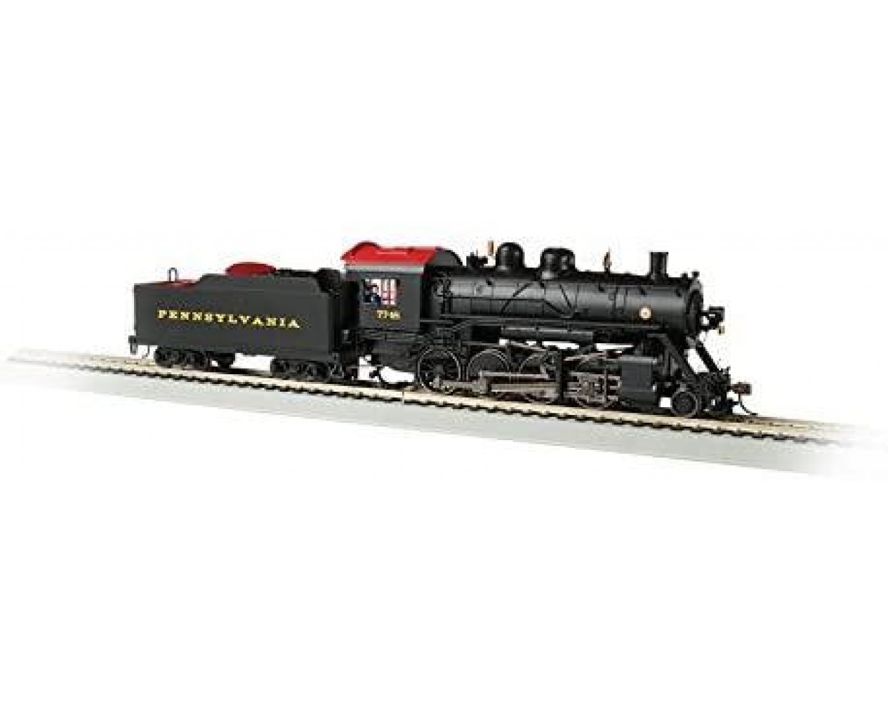 Bachmann Baldwin 2-8-0 DCC Sound Value Equipped Locomotive-Pennsylvania #7748 HO Scale Prototypical Black with Red Roof
