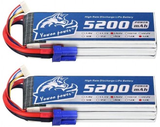 YOWOO 2 PCS Lipo Battery 4S 14.8V 5200mAh 60C with EC5 Connector RC Battery for RC Evader BX Car Truck Try Arrma Kraton Nero Tyhpon Senton Tailon Outcast FAZON