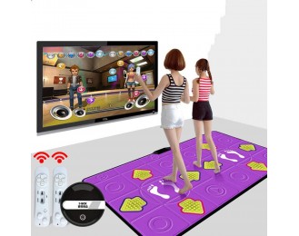 Dance mat Double, Comfortable PU Material 3D Scene + LED Illuminated Keyboard, Family Fun Games, (2 Handles)
