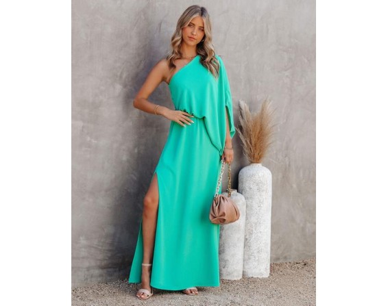 From The Source One Shoulder Maxi Dress - New Mint