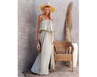 Positive Energy Strapless Maxi Dress - Silver Olive