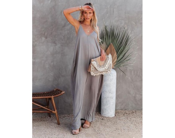 Olivian Pocketed Maxi Dress - Cement