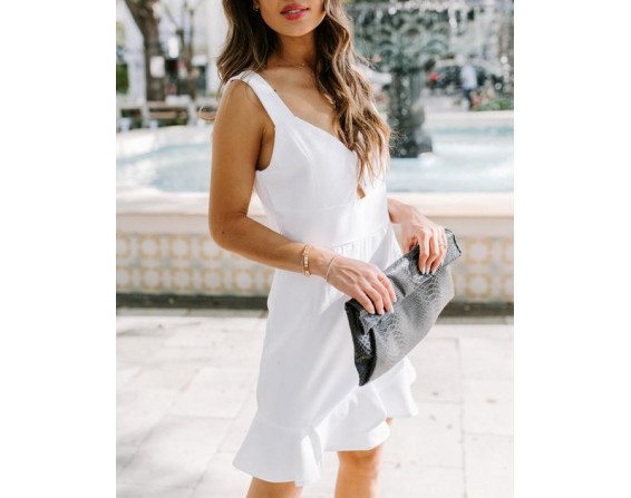 Trailblazer Ruffle Cutout Dress - White