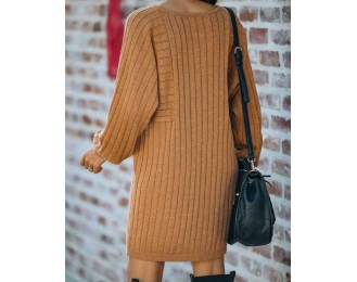 Reid Ribbed Knit Sweater Dress - Camel - Final Sale