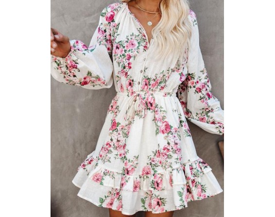 Oh Sweetheart Cotton Floral Ruffle Dress - Final Sale