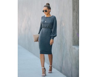 Work From Home Knit Dress - Charcoal - Final Sale